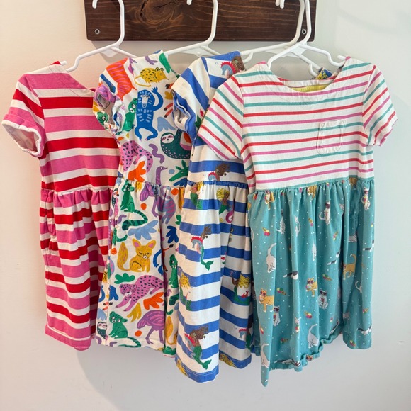 Mini Boden Other - Mini Boden Girls Dress Bundle Lot of 4 Size 5-6Y Animals Mermaids Stripes Cats